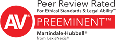 AV Preeminent | Peer Review Rated For Ethical Standards & Legal Ability | Martindale-Hubbell from LexisNexis